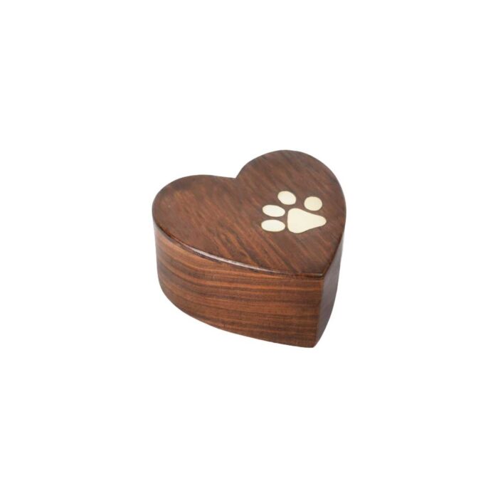 Wooden memorial urn for birds, heart parrots